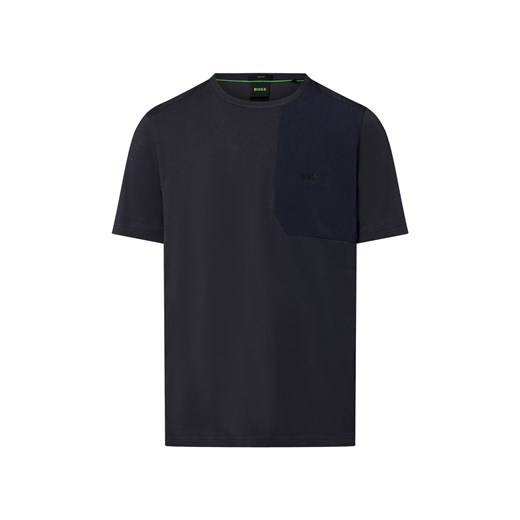 BOSS Green Koszulka męska - Tee PKT Glamping Mężczyźni Bawełna granatowy jednolity ze sklepu vangraaf w kategorii T-shirty męskie - zdjęcie 184156298
