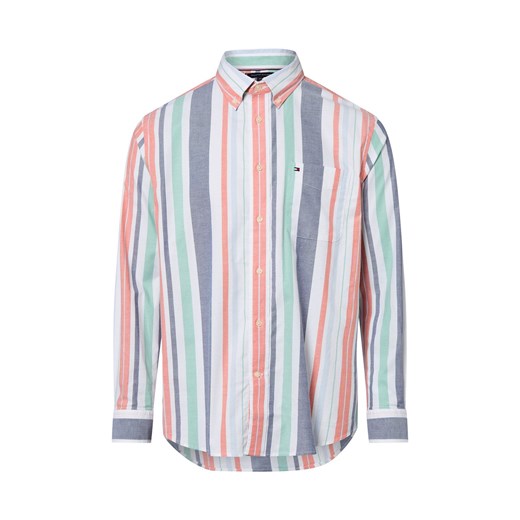 Tommy Hilfiger Koszula męska Mężczyźni Modern Fit Bawełna biały w paski ze sklepu vangraaf w kategorii Koszule męskie - zdjęcie 184156315