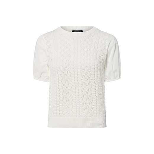 More & More Damski sweter z krótkim rękawem z koronkowej dzianiny Kobiety Bawełna biały jednolity ze sklepu vangraaf w kategorii Swetry damskie - zdjęcie 184156368