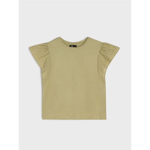 Sinsay - Bluzka z ozdobnymi rękawkami - zielony Sinsay S Sinsay