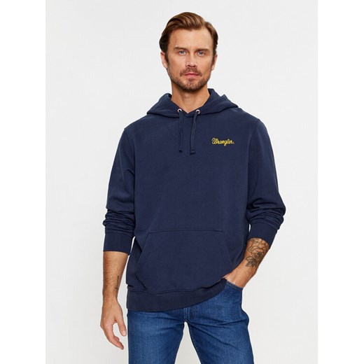 Wrangler Bluza Logo 112341241 Granatowy Relaxed Fit ze sklepu MODIVO w kategorii Bluzy męskie - zdjęcie 184158487