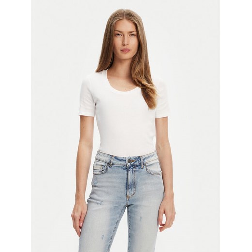 United Colors Of Benetton T-Shirt 3GA2D1066 Biały Slim Fit ze sklepu MODIVO w kategorii Bluzki damskie - zdjęcie 184158537