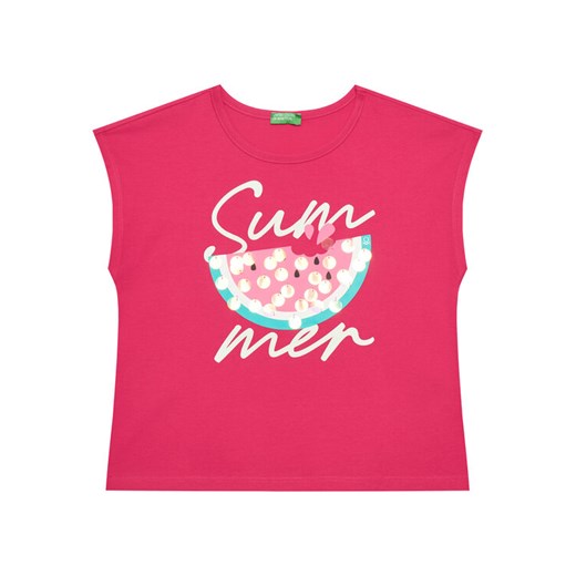 United Colors Of Benetton T-Shirt 3I1XC10P0 Różowy Regular Fit ze sklepu MODIVO w kategorii Bluzki dziewczęce - zdjęcie 184158579