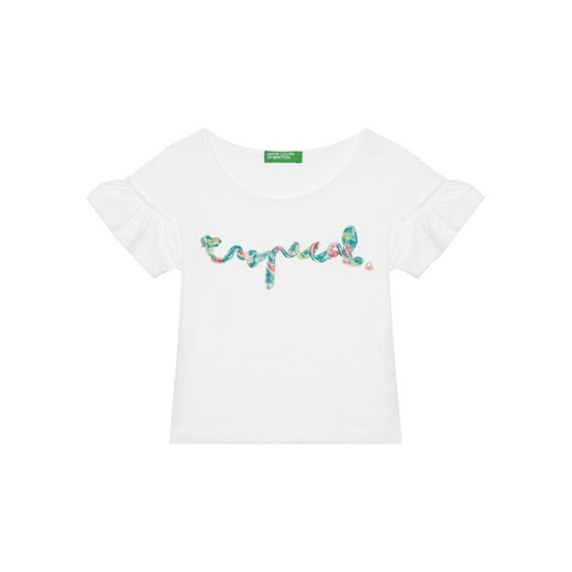 United Colors Of Benetton T-Shirt 38V4G10JI Biały Regular Fit ze sklepu MODIVO w kategorii Bluzki dziewczęce - zdjęcie 184158585