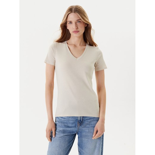 United Colors Of Benetton T-Shirt 3GA2E4230 Beżowy Regular Fit ze sklepu MODIVO w kategorii Bluzki damskie - zdjęcie 184158648