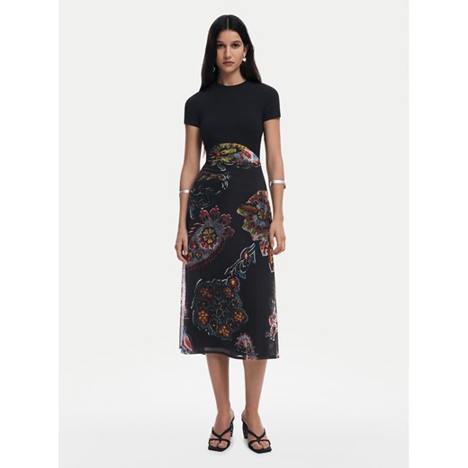 Desigual Sukienka codzienna Paisley 25SWVK32 Czarny Regular Fit ze sklepu MODIVO w kategorii Sukienki - zdjęcie 184158665