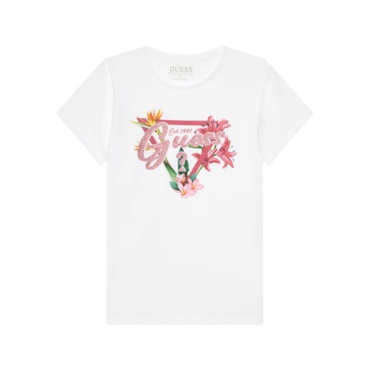 Guess T-Shirt J5GI16 K6YW4 Biały Regular Fit ze sklepu MODIVO w kategorii Bluzki dziewczęce - zdjęcie 184158728