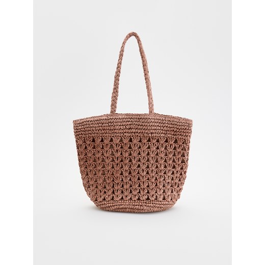 Reserved - Pleciona torebka shopper - brudny róż ze sklepu Reserved w kategorii Torby letnie - zdjęcie 184160047