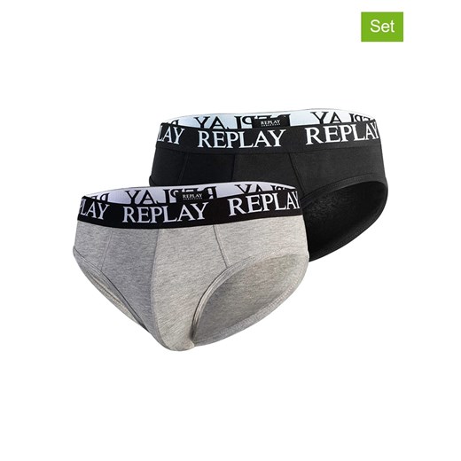 Replay Slipy (2 pary) w kolorze szarym i czarnym ze sklepu Limango Polska w kategorii Majtki męskie - zdjęcie 184161368