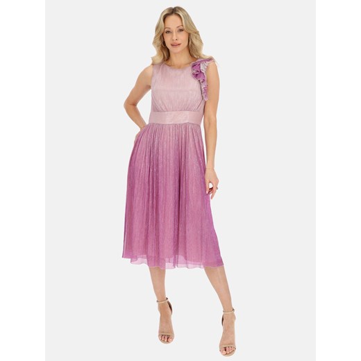 Elegancka różowa sukienka koktajlowa midi L'AF Rianna ze sklepu Eye For Fashion w kategorii Sukienki - zdjęcie 184161698