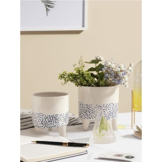 Sinsay - Doniczka na nóżkach z nakrapianym wzorem - niebieski ze sklepu Sinsay w kategorii Doniczki i osłonki - zdjęcie 184164498