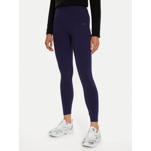 4F Legginsy 4FWMM00TTIGF195 Granatowy Slim Fit ze sklepu MODIVO w kategorii Spodnie damskie - zdjęcie 184164967