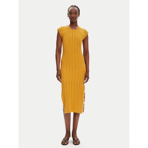 PINKO Sukienka dzianinowa 104745 A2FR Brązowy Regular Fit ze sklepu MODIVO w kategorii Sukienki - zdjęcie 184165028