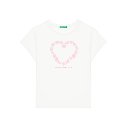 United Colors Of Benetton T-Shirt 3JERG10J3 Biały Regular Fit ze sklepu MODIVO w kategorii Bluzki dziewczęce - zdjęcie 184165066