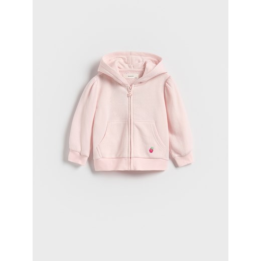 Reserved - Bawełniana bluza z haftem - pastelowy róż ze sklepu Reserved w kategorii Bluzy dziewczęce - zdjęcie 184165786