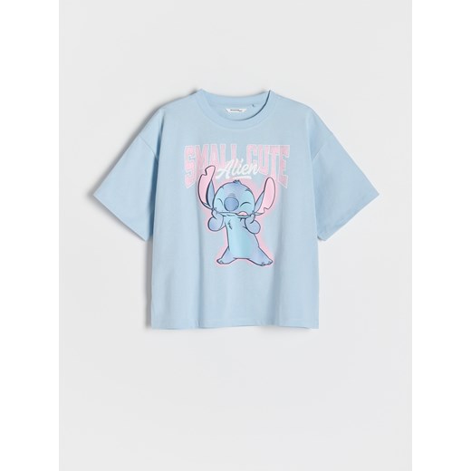 Reserved - Bawełniany t-shirt Lilo i Stitch - jasnoniebieski ze sklepu Reserved w kategorii Bluzki dziewczęce - zdjęcie 184165835