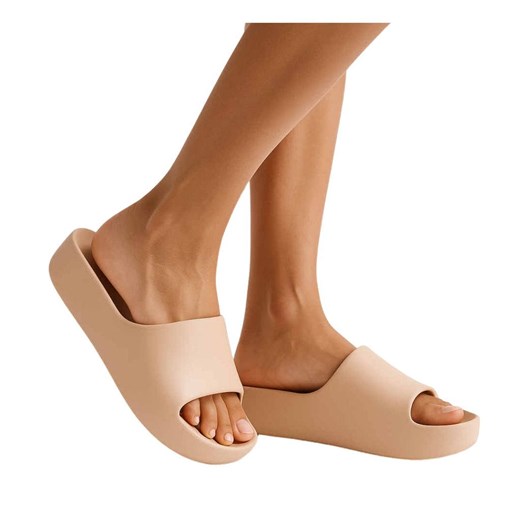 Klapki damskie na plażę wodoodporne khaki /A10-3 17850 G182/ ze sklepu Pantofelek24.pl w kategorii Klapki damskie - zdjęcie 184166777