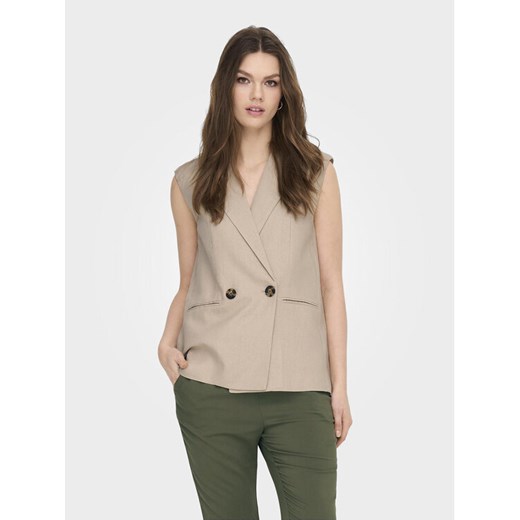 ONLY Kamizelka Caro 15278794 Beżowy Loose Fit ze sklepu MODIVO w kategorii Kamizelki damskie - zdjęcie 184167465