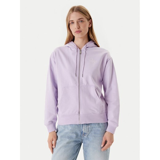 Calvin Klein Jeans Bluza Monologo LV047B270G Fioletowy Regular Fit ze sklepu MODIVO w kategorii Bluzy damskie - zdjęcie 184167508