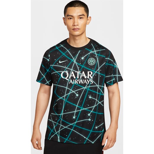 Męska przedmeczowa koszulka piłkarska z krótkim rękawem Nike Dri-FIT Inter Mediolan Academy Pro - Czerń ze sklepu Nike poland w kategorii T-shirty męskie - zdjęcie 184168739