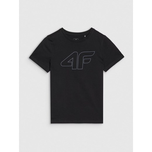 Chłopięcy t-shirt z nadrukiem 4F 4FJWSS25TTSHM2179 - czarny ze sklepu Sportstylestory.com w kategorii T-shirty chłopięce - zdjęcie 184169289
