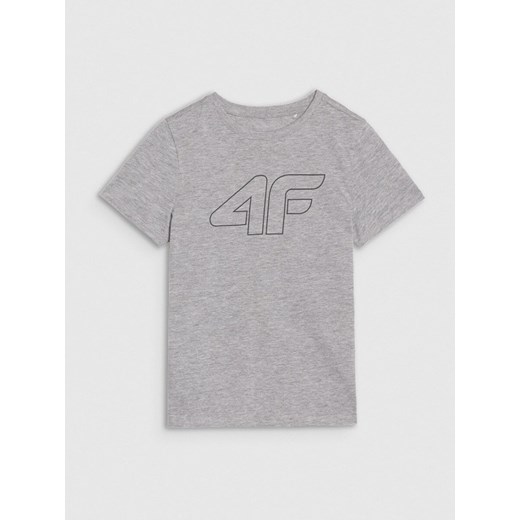 Chłopięcy t-shirt z nadrukiem 4F 4FJWSS25TTSHM2179 - szary ze sklepu Sportstylestory.com w kategorii T-shirty chłopięce - zdjęcie 184169295