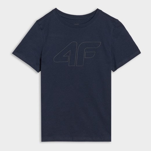 Chłopięcy t-shirt z nadrukiem 4F 4FJWSS25TTSHM2179 - granatowy ze sklepu Sportstylestory.com w kategorii T-shirty chłopięce - zdjęcie 184169305