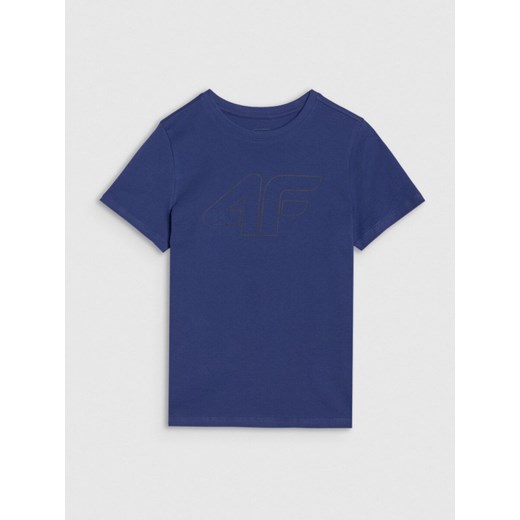 Chłopięcy t-shirt z nadrukiem 4F 4FJWSS25TTSHM2179 - niebieski ze sklepu Sportstylestory.com w kategorii T-shirty chłopięce - zdjęcie 184169315