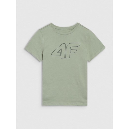 Chłopięcy t-shirt z nadrukiem 4F 4FJWSS25TTSHM2179 - zielony ze sklepu Sportstylestory.com w kategorii T-shirty chłopięce - zdjęcie 184169327