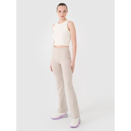Damskie legginsy 4F 4FRSS25TTIGF258 - beżowe ze sklepu Sportstylestory.com w kategorii Spodnie damskie - zdjęcie 184169406