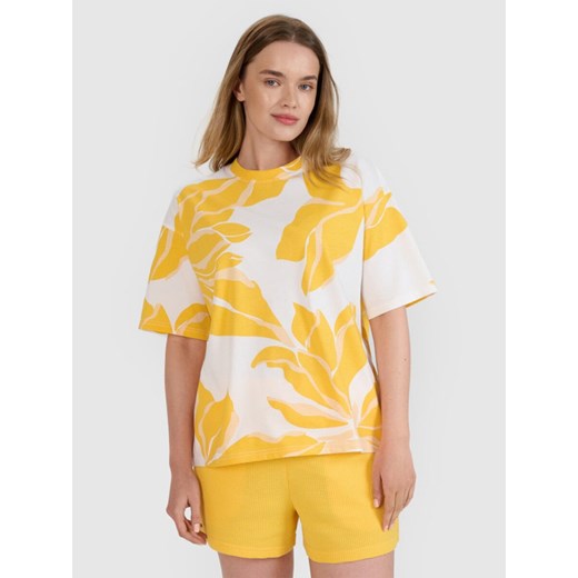 Damski t-shirt oversize z nadrukiem 4F 4FRSS25TTSHF2692 - multikolor ze sklepu Sportstylestory.com w kategorii Bluzki damskie - zdjęcie 184169459