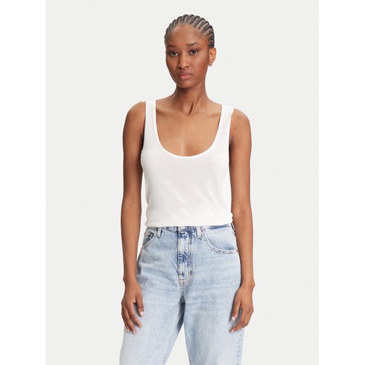 Calvin Klein Top LV044C345G Écru Regular Fit ze sklepu MODIVO w kategorii Bluzki damskie - zdjęcie 184169696