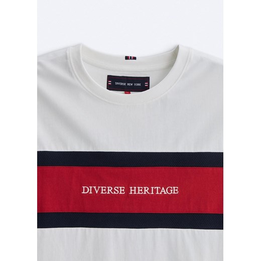 T-shirt męski biały Diverse z krótkim rękawem