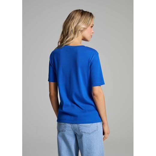 Dopasowany T-shirt damski z ozdobnym wykończeniem Diverse L Diverse