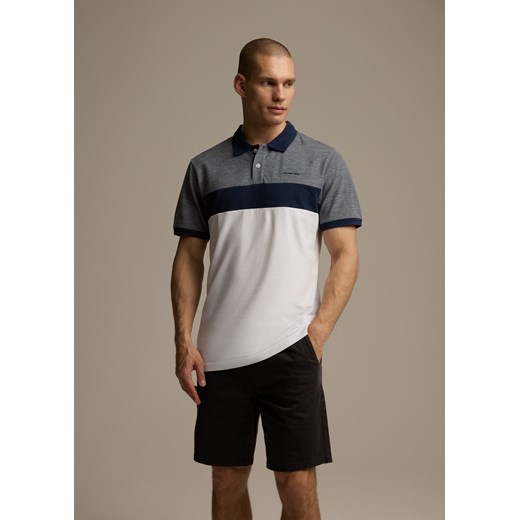 Dopasowana koszulka polo męska z kontrastowym panelem ze sklepu Diverse w kategorii T-shirty męskie - zdjęcie 184178938
