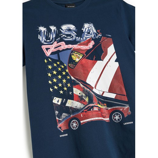 T-shirt męski Diverse w nadruki z krótkim rękawem