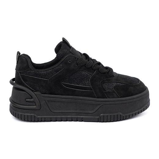 Sneakersy damskie z koronką czarne ze sklepu ButyModne.pl w kategorii Buty sportowe damskie - zdjęcie 184181878