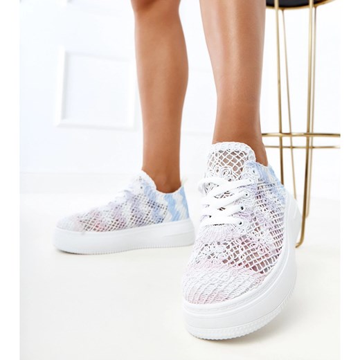 Buty sportowe damskie białe sneakersy sznurowane