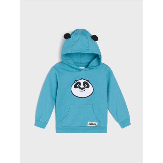 Sinsay - Bluza z kapturem z uszkami 3d Kung fu Panda - niebieski ze sklepu Sinsay w kategorii Bluzy chłopięce - zdjęcie 184184107