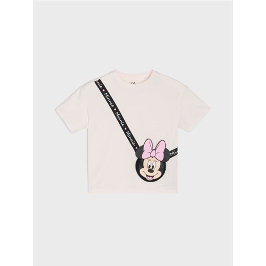 Sinsay - Koszulka z naszytą torebką zapinaną na zamek Minnie Mouse - kremowy ze sklepu Sinsay w kategorii Bluzki dziewczęce - zdjęcie 184184145