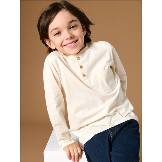 Sinsay - Koszulka z długimi rękawami - kremowy ze sklepu Sinsay w kategorii T-shirty chłopięce - zdjęcie 184184187