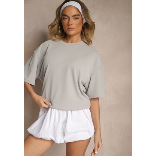 Jasnoszara Koszulka T-shirt Basic Palenitia ze sklepu renee.pl w kategorii Bluzki damskie - zdjęcie 184184298