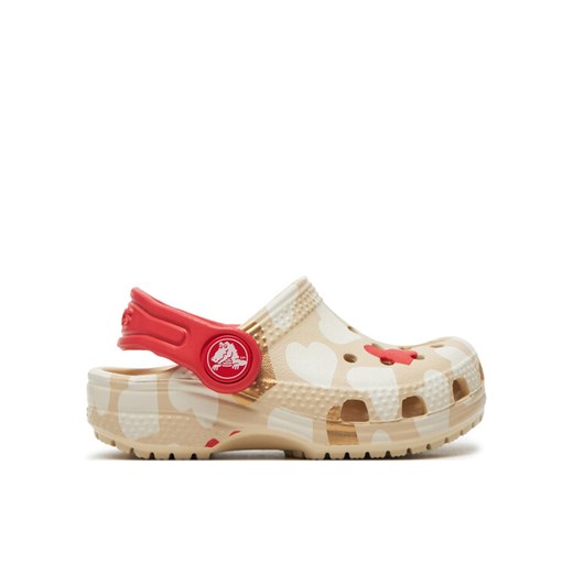 Crocs Klapki Classic Heart Print Clog T 206832 Beżowy ze sklepu MODIVO w kategorii Klapki dziecięce - zdjęcie 184184639