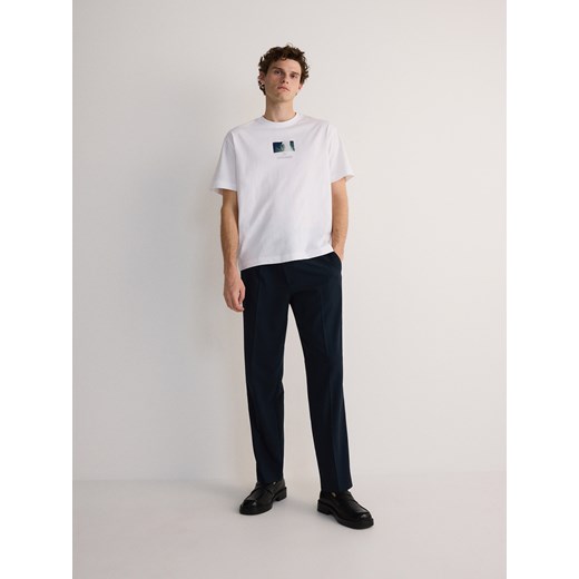 Reserved - T-shirt oversize z nadrukiem - kremowy ze sklepu Reserved w kategorii T-shirty męskie - zdjęcie 184184887