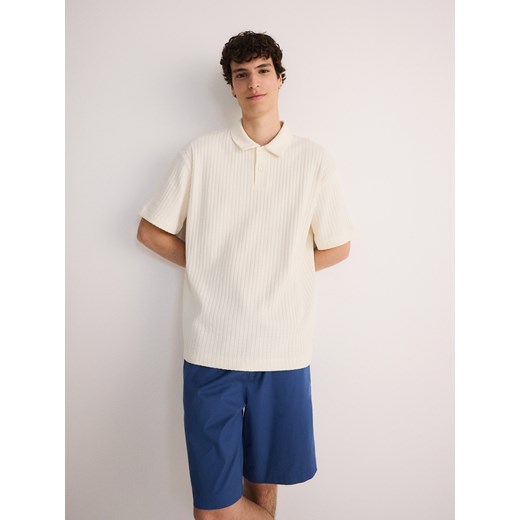 Reserved - Koszulka polo oversize - złamana biel ze sklepu Reserved w kategorii T-shirty męskie - zdjęcie 184185119