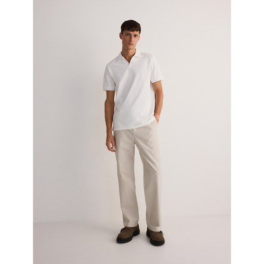 Reserved - Koszulka polo regular fit - biały ze sklepu Reserved w kategorii T-shirty męskie - zdjęcie 184185179