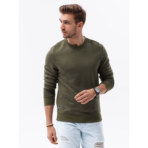 Bluza męska bez kaptura BASIC - oliwkowa V12 B978 L okazja ombre