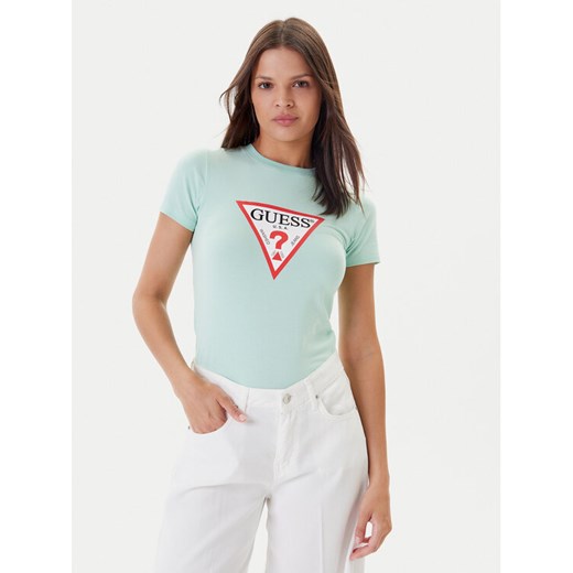 Guess T-Shirt W4YI04 J1314 Zielony Regular Fit ze sklepu MODIVO w kategorii Bluzki damskie - zdjęcie 184187405