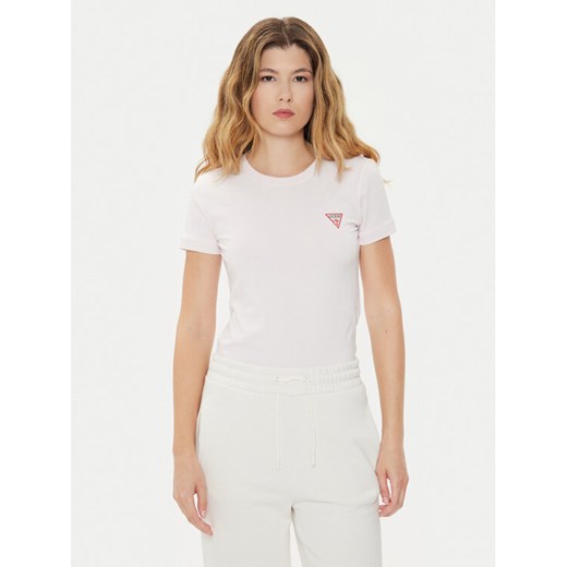 Guess T-Shirt W2YI44 J1314 Różowy Slim Fit ze sklepu MODIVO w kategorii Bluzki damskie - zdjęcie 184187417