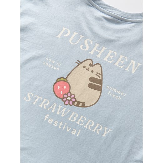 Reserved - T-shirt z nadrukiem Pusheen - jasnoniebieski ze sklepu Reserved w kategorii Bluzki dziewczęce - zdjęcie 184188208